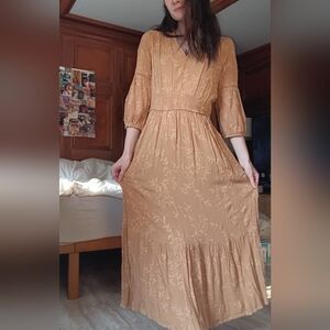 Muted Yellow Floral Maxi Dress